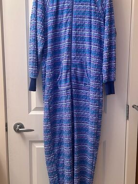 Kids Blue Striped One-Piece Pajamas
